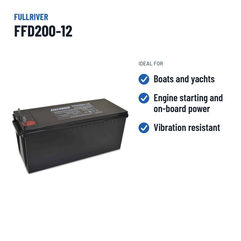 Batería náutica Fullriver FFD200-12 12V 200Ah 1300A AGM – usos recomendados