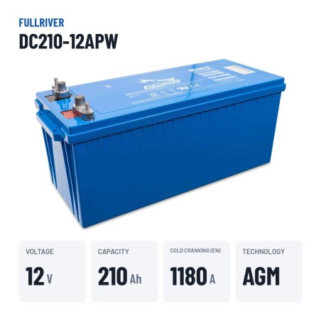 Batería náutica Fullriver DC210-12APW 12V 210Ah 1180A AGM – datos clave
