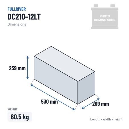 Batteria nautica Fullriver DC210-12LT 12V 210Ah 1180A AGM – dimensioni 530 × 209 × 239 mm