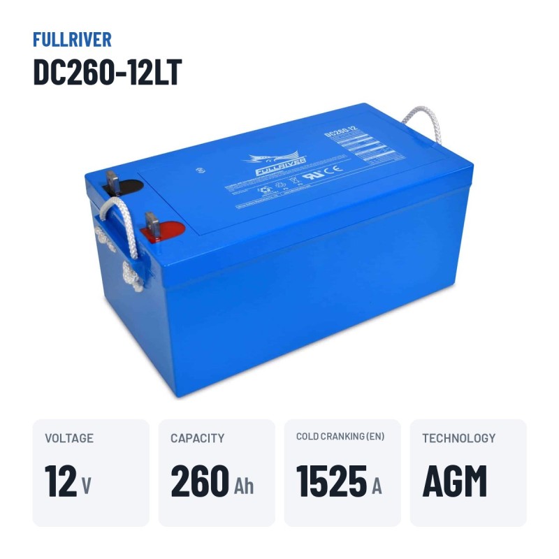 Batteria nautica Fullriver DC260-12LT 12V 260Ah 1525A AGM – dati principali