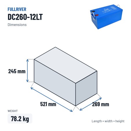 Batteria nautica Fullriver DC260-12LT 12V 260Ah 1525A AGM – dimensioni 521 × 269 × 245 mm