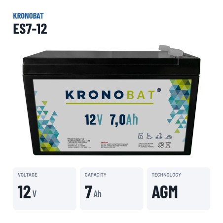 Batería estacionaria SAI/UPS Kronobat ES7-12 12V 7Ah AGM