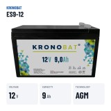 Batterie stationnaire onduleur Kronobat ES9-12 12V 9Ah AGM – caractéristiques clés