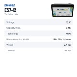 Batería estacionaria SAI/UPS Kronobat ES7-12 12V 7Ah AGM