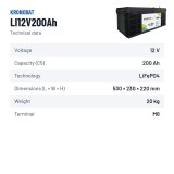 Batería náutica Kronobat LI12V200Ah 12V LiFePo4 – ficha técnica