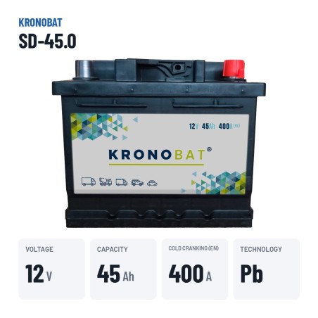 Bateria de carro Kronobat SD-45.0 12V 45Ah 400A – dados principais