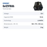 Bateria de tração Kronobat Go12V18Ah 12V Litio – ficha técnica