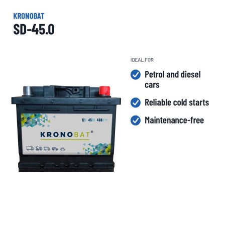 Bateria de carro Kronobat SD-45.0 12V 45Ah 400A – utilizações recomendadas