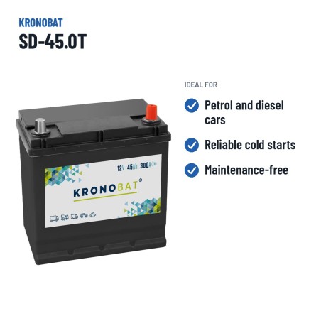 Batterie voiture Kronobat SD-45.0T 12V 45Ah 300A – utilisations recommandées