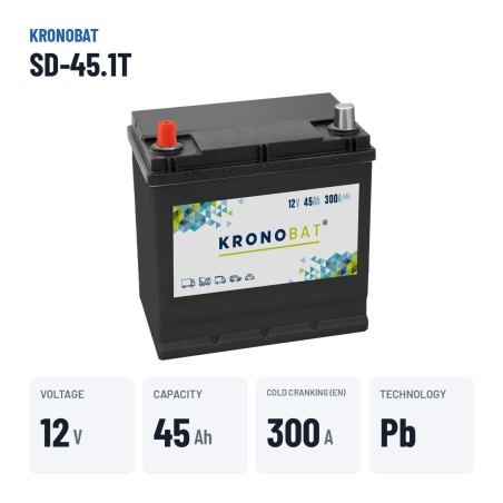 Batería de coche Kronobat SD-45.1T 12V 45Ah 300A | baterias.com