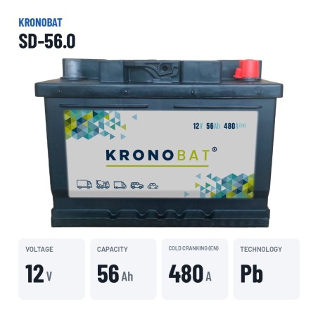 Car battery Kronobat SD-56.0 12V 56Ah 480A – key specs