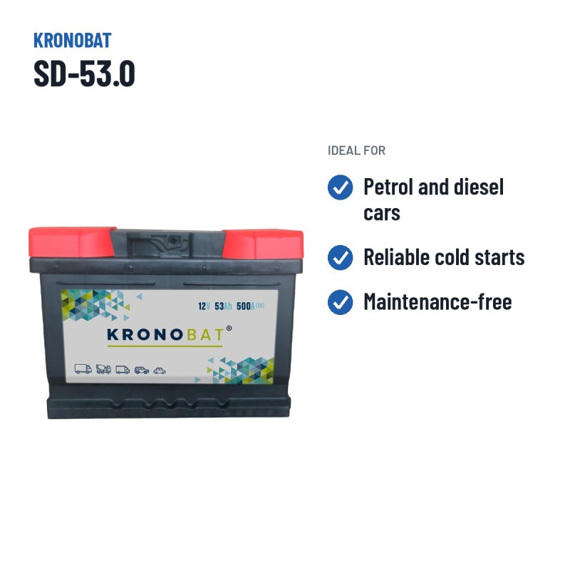 Autobatterie Kronobat SD-53.0 12V 53Ah 500A – empfohlene Einsatzbereiche