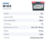 Bateria de carro Kronobat SD-53.0 12V 53Ah 500A – ficha técnica