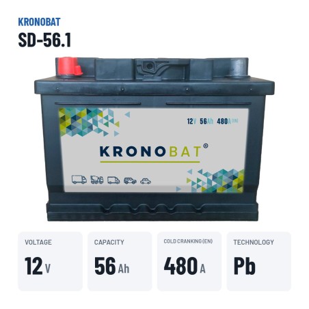 Batteria auto Kronobat SD-56.1 12V 56Ah 480A – dati principali