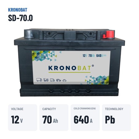 Batería de coche Kronobat SD-70.0 12V 70Ah 640A – datos clave