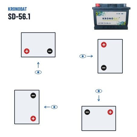 Car battery Kronobat SD-56.1 12V 56Ah 480A – polarity (layout 1, + left)