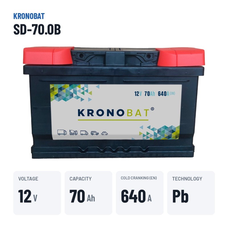 Batteria auto Kronobat SD-70.0B 12V 70Ah 640A | baterias.com