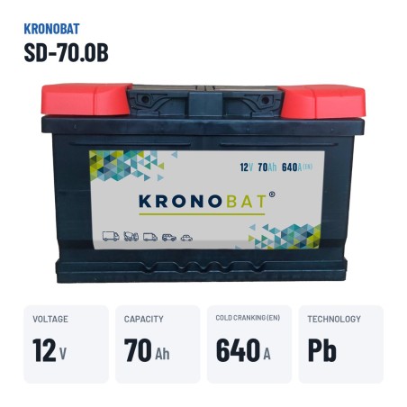 Batteria auto Kronobat SD-70.0B 12V 70Ah 640A | baterias.com