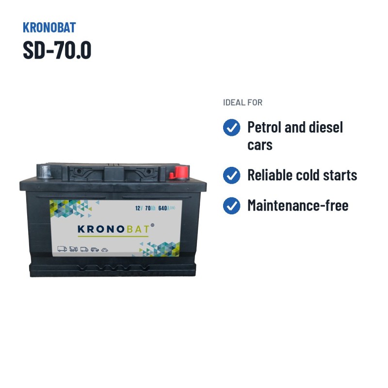 Batería de coche Kronobat SD-70.0 12V 70Ah 640A – usos recomendados