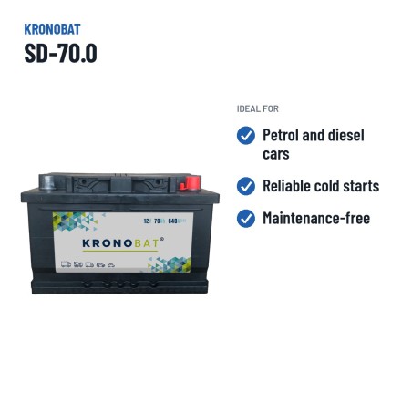 Batería de coche Kronobat SD-70.0 12V 70Ah 640A – usos recomendados