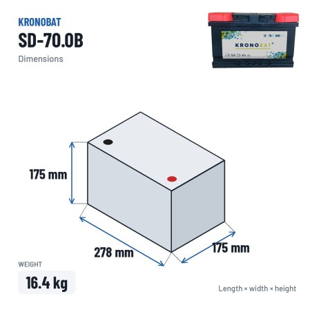 Batteria auto Kronobat SD-70.0B 12V 70Ah 640A | baterias.com