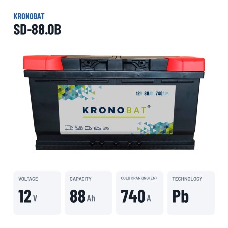 Batería de coche Kronobat SD-88.0B 12V 88Ah 740A | baterias.com