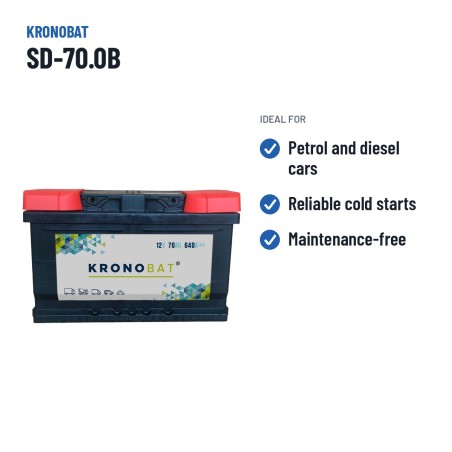 Batteria auto Kronobat SD-70.0B 12V 70Ah 640A | baterias.com
