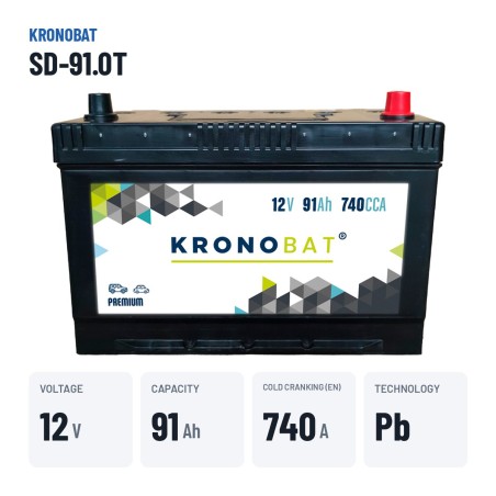 Bateria de carro Kronobat SD-91.0T 12V 91Ah 740A – dados principais