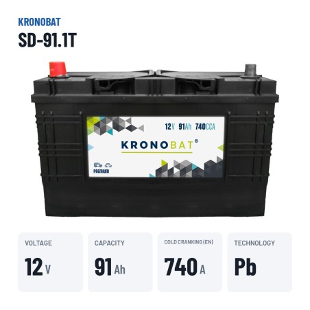 Batteria auto Kronobat SD-91.1T 12V 91Ah 740A – dati principali