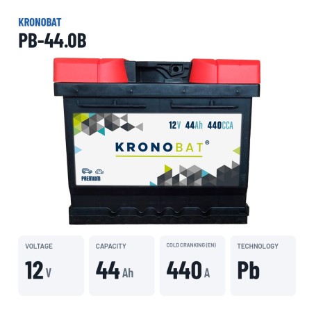 Bateria de carro Kronobat PB-44.0B 12V 44Ah 440A – dados principais