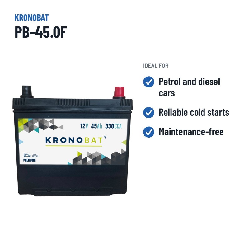 Bateria de carro Kronobat PB-45.0F 12V 45Ah 330A – utilizações recomendadas