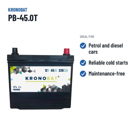 Bateria de carro Kronobat PB-45.0T 12V 45Ah 330A – utilizações recomendadas