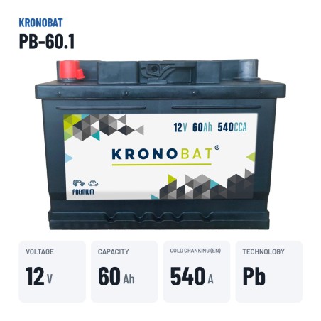 Batteria auto Kronobat PB-60.1 12V 60Ah 540A | baterias.com