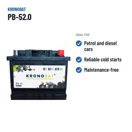 Bateria de carro Kronobat PB-52.0 12V 52Ah 470A – utilizações recomendadas