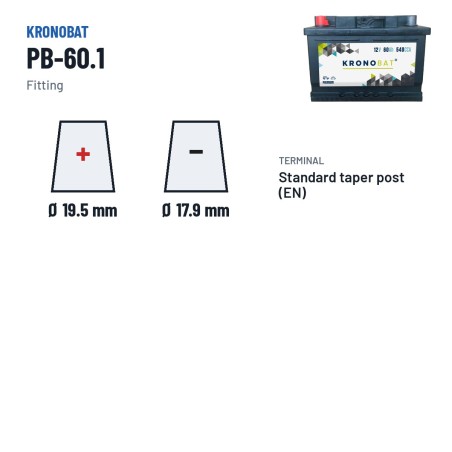 Batteria auto Kronobat PB-60.1 12V 60Ah 540A | baterias.com