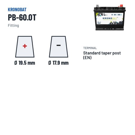 Batteria auto Kronobat PB-60.0T 12V 60Ah 540A | baterias.com