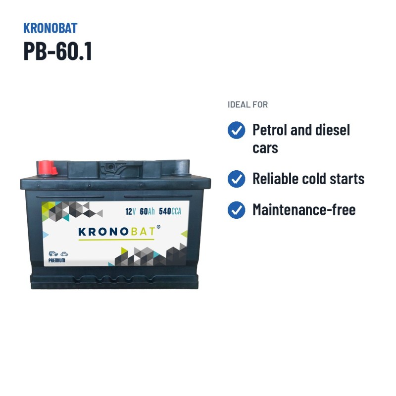 Bateria de carro Kronobat PB-60.1 12V 60Ah 540A – utilizações recomendadas