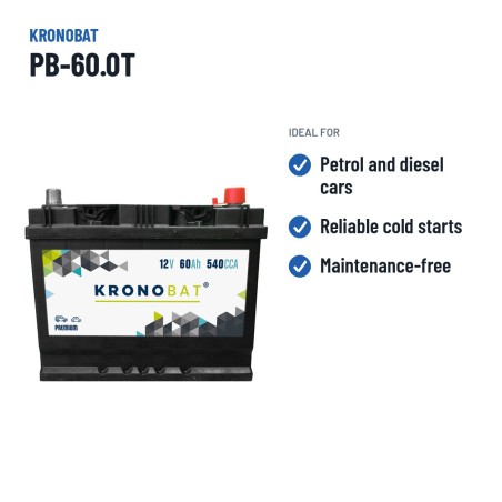 Batteria auto Kronobat PB-60.0T 12V 60Ah 540A | baterias.com