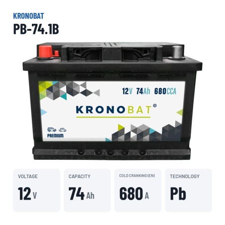 Bateria de carro Kronobat PB-74.1B 12V 74Ah 680A – dados principais