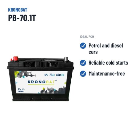 Batería de coche Kronobat PB-70.1T 12V 70Ah 630A – usos recomendados