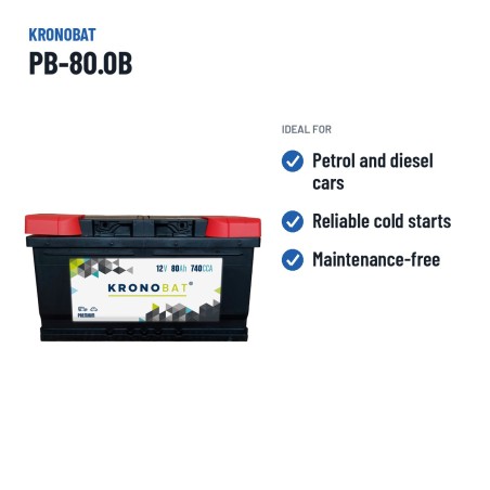 Car battery Kronobat PB-80.0B 12V 80Ah 740A – recommended uses