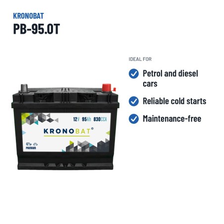 Batería de coche Kronobat PB-95.0T 12V 95Ah 830A – usos recomendados