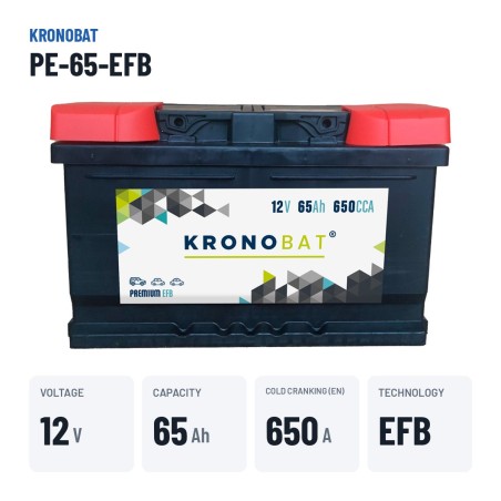 Batteria Start-Stop Kronobat PE-65-EFB 12V 65Ah 650A EFB – dati principali