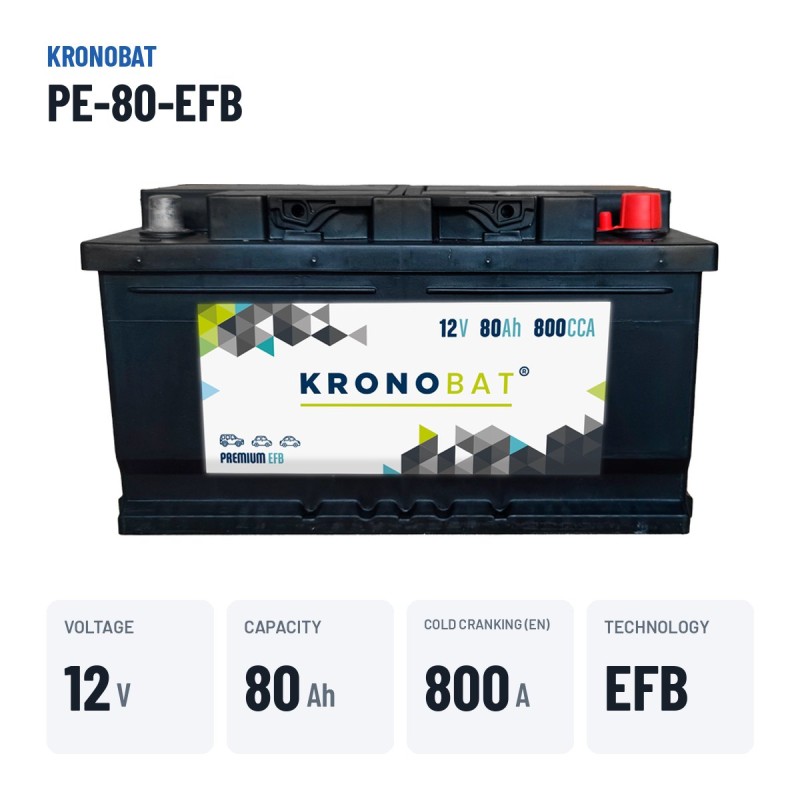 Batteria Start-Stop Kronobat PE-80-EFB 12V 80Ah 800A EFB – dati principali