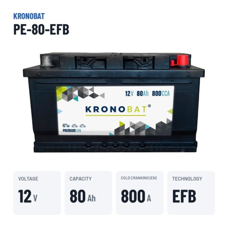 Start-Stop battery Kronobat PE-80-EFB 12V 80Ah 800A EFB – key specs