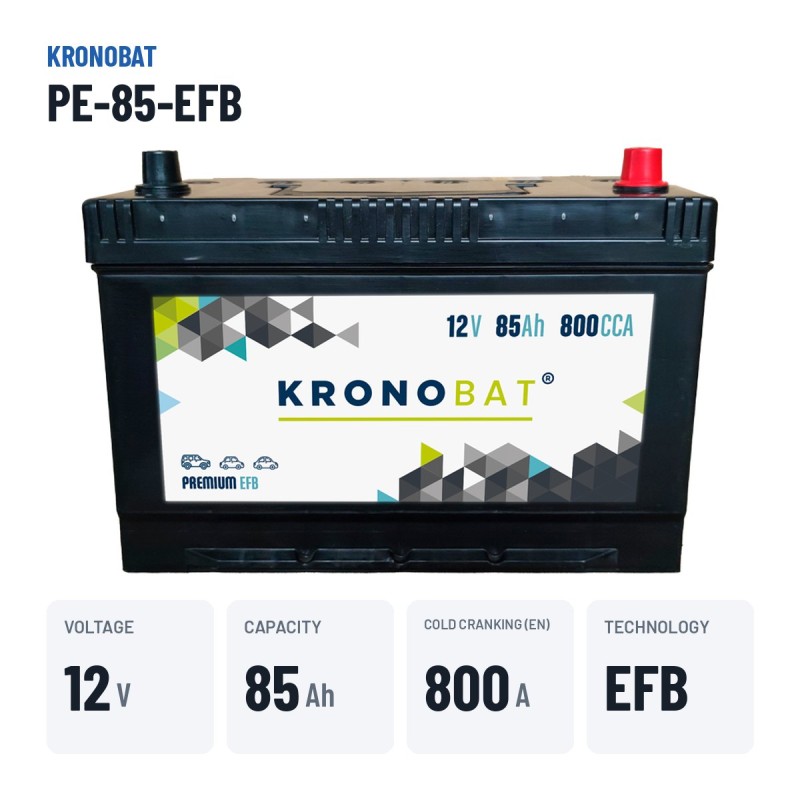 Bateria Start-Stop Kronobat PE-85-EFB 12V 85Ah 800A EFB – dados principais