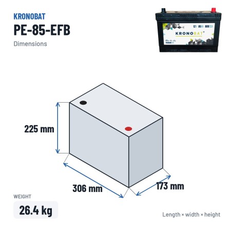 Start-Stopp-Batterie Kronobat PE-85-EFB 12V 85Ah 800A EFB