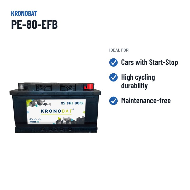 Batteria Start-Stop Kronobat PE-80-EFB 12V 80Ah 800A EFB – usi consigliati