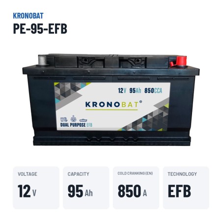 Start-Stop battery Kronobat PE-95-EFB 12V 95Ah 850A EFB – key specs