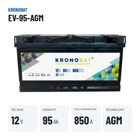 Batería de caravana Kronobat EV-95-AGM 12V 95Ah 850A AGM – datos clave